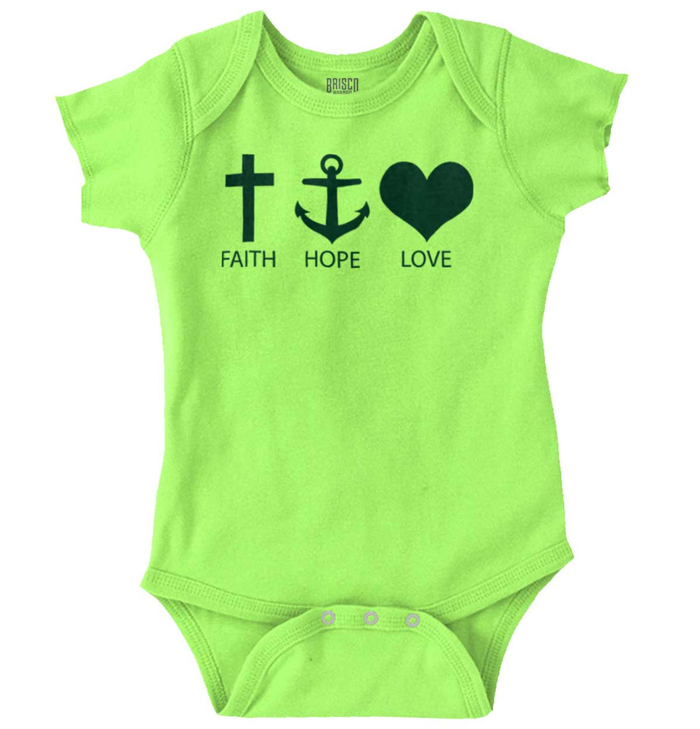 Faith Anchor Love Romper Bodysuit-Direct To Garment Print-Brisco Baby