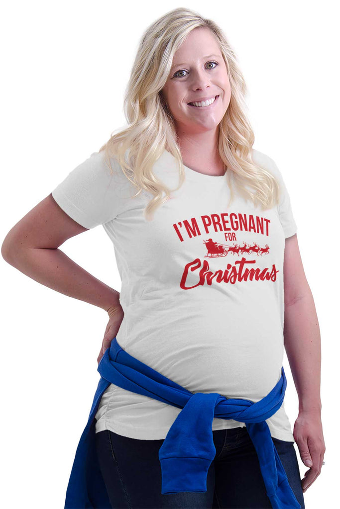 I'm Pregnant For Christmas Santa Maternity T-Shirt-Direct To Garment Print-Brisco Baby