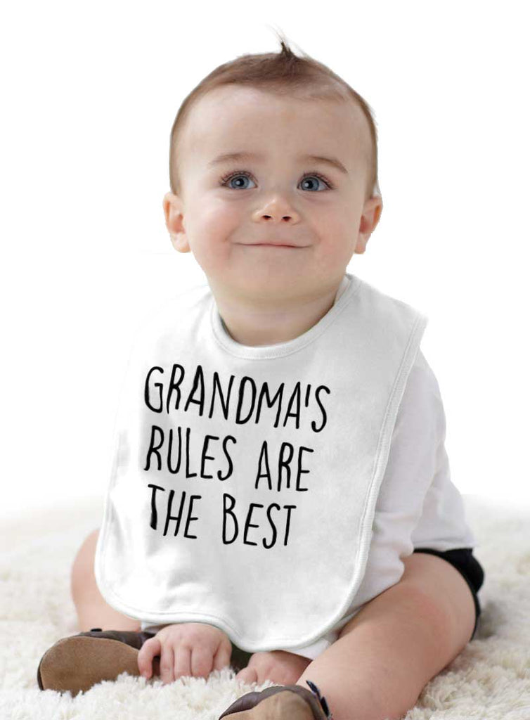 Grandma's Rules Are The Best Infant Baby Bib-Direct To Garment Print-Brisco Baby
