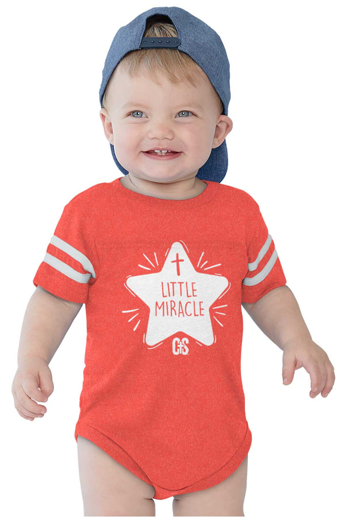 Little Miracle Football Romper Bodysuit-Direct To Garment Print-Brisco Baby