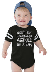 Watch The Language Football Romper Bodysuit-Direct To Garment Print-Brisco Baby