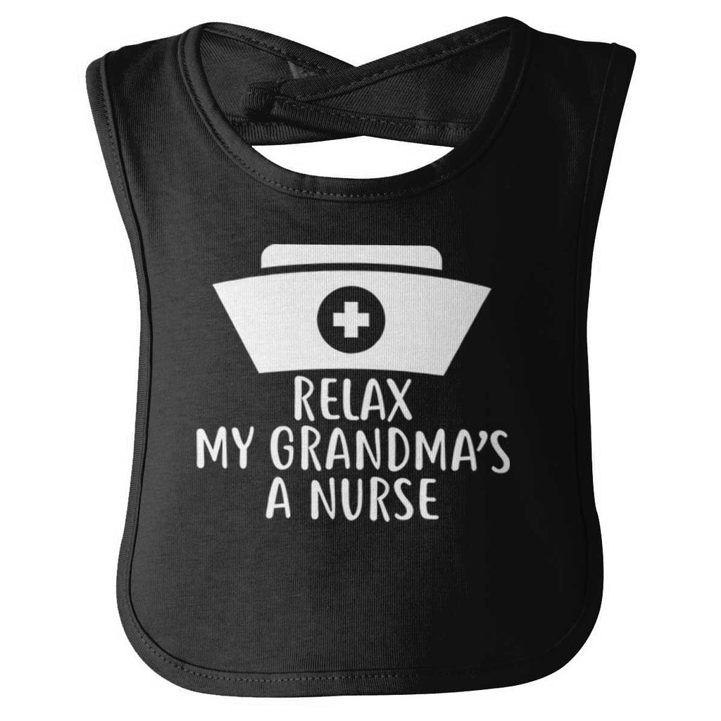 Relax My Grandma's A Nurse Infant Baby Bib-Direct To Garment Print-Brisco Baby
