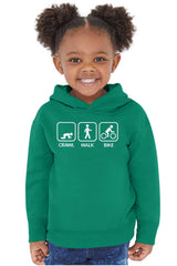 Crawl Walk Bike Toddler Pullover Hoodie-Direct To Garment Print-Brisco Baby