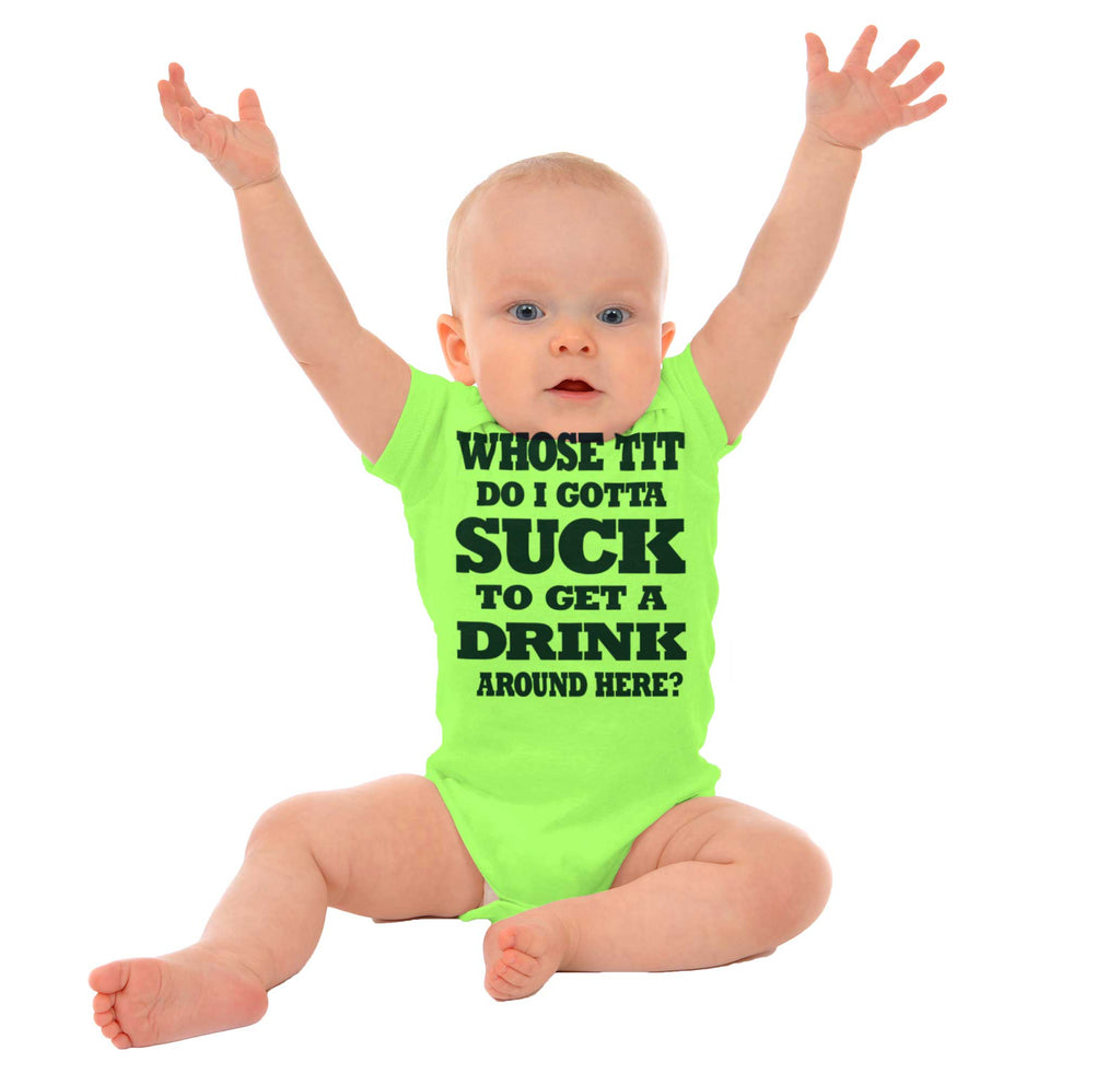 Get A Drink Romper Bodysuit-Direct To Garment Print-Brisco Baby