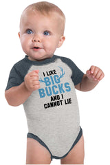 I Like Big Bucks Raglan Romper Bodysuit-Direct To Garment Print-Brisco Baby