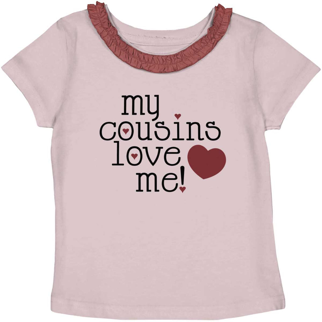 Cousins Love Me Toddler Ruffled Trim T-Shirt-Direct To Garment Print-Brisco Baby