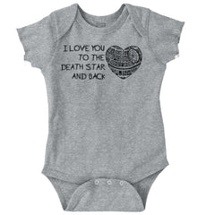 Love You Death Star Romper Bodysuit-Direct To Garment Print-Brisco Baby