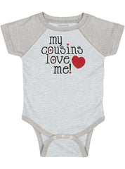 Cousins Love Me Raglan Romper Bodysuit-Direct To Garment Print-Brisco Baby