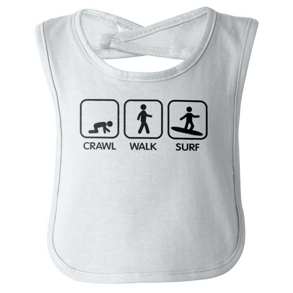 Crawl Walk Surf Infant Baby Bib-Direct To Garment Print-Brisco Baby