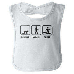 Crawl Walk Surf Infant Baby Bib-Direct To Garment Print-Brisco Baby
