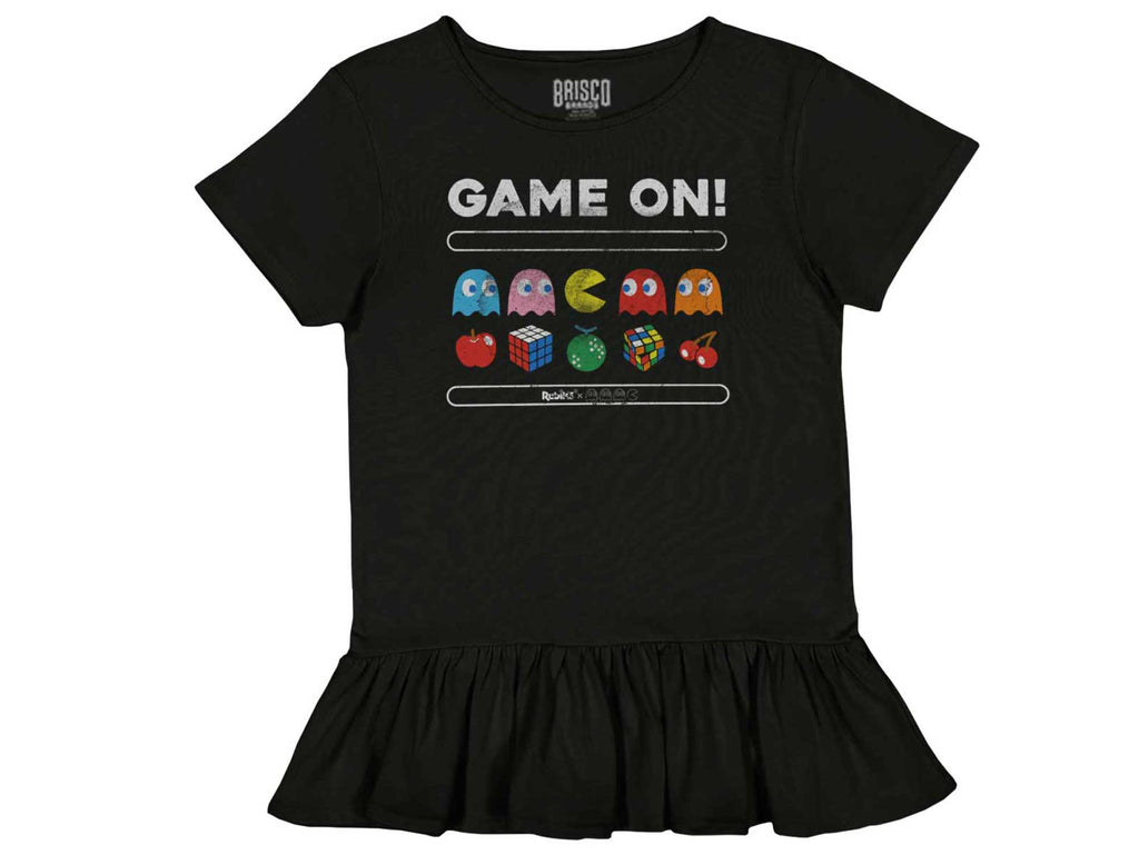 Game On Pac-Man Toddler Ruffle Bottom Tee-Direct To Garment Print-Brisco Baby