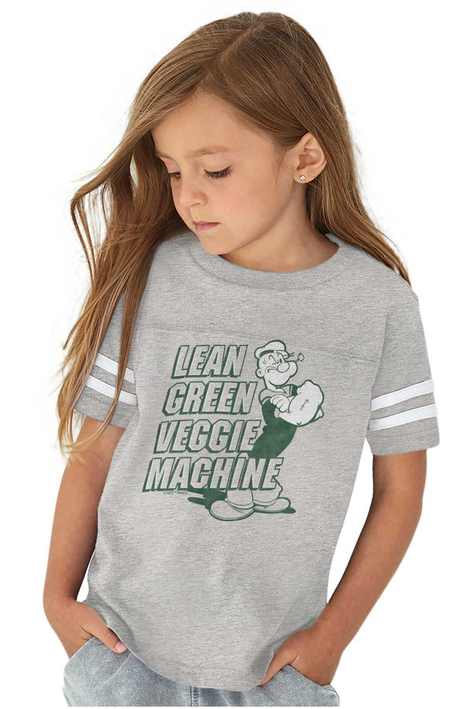 Lean Green Veggie Machine Toddler Football Jersey Tee-Direct To Garment Print-Brisco Baby