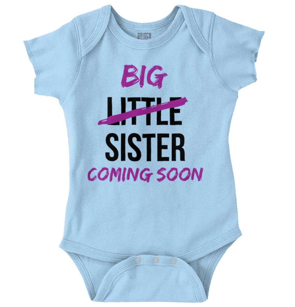 Big Little Sister Coming Soon Romper Bodysuit-Direct To Garment Print-Brisco Baby