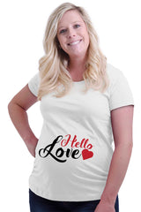 Hello Love Maternity T-Shirt-Direct To Garment Print-Brisco Baby