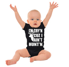 Cryin Cuz I Aint Huntin Romper Bodysuit-Direct To Garment Print-Brisco Baby