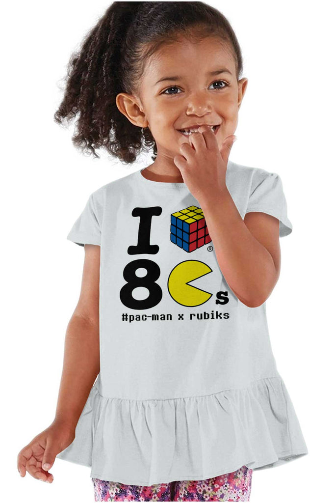 I Love The 80s Toddler Ruffle Bottom Tee-Direct To Garment Print-Brisco Baby