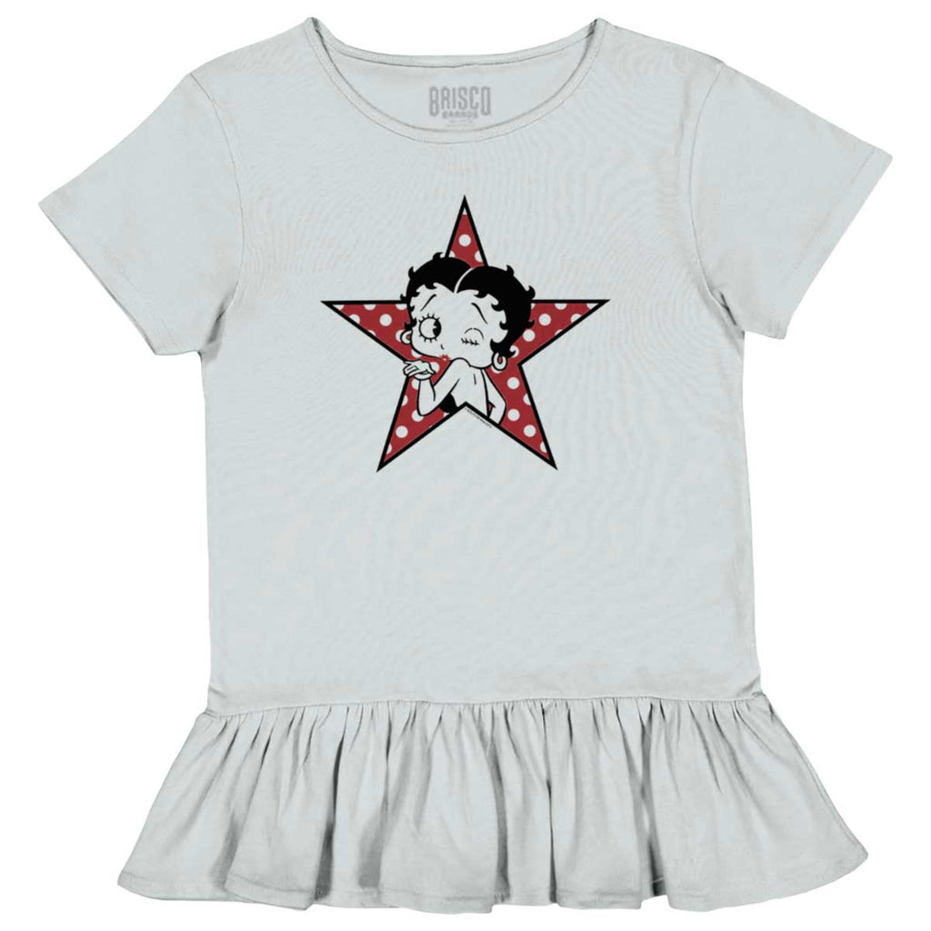 Betty Star Toddler Ruffle Bottom Tee-Direct To Garment Print-Brisco Baby