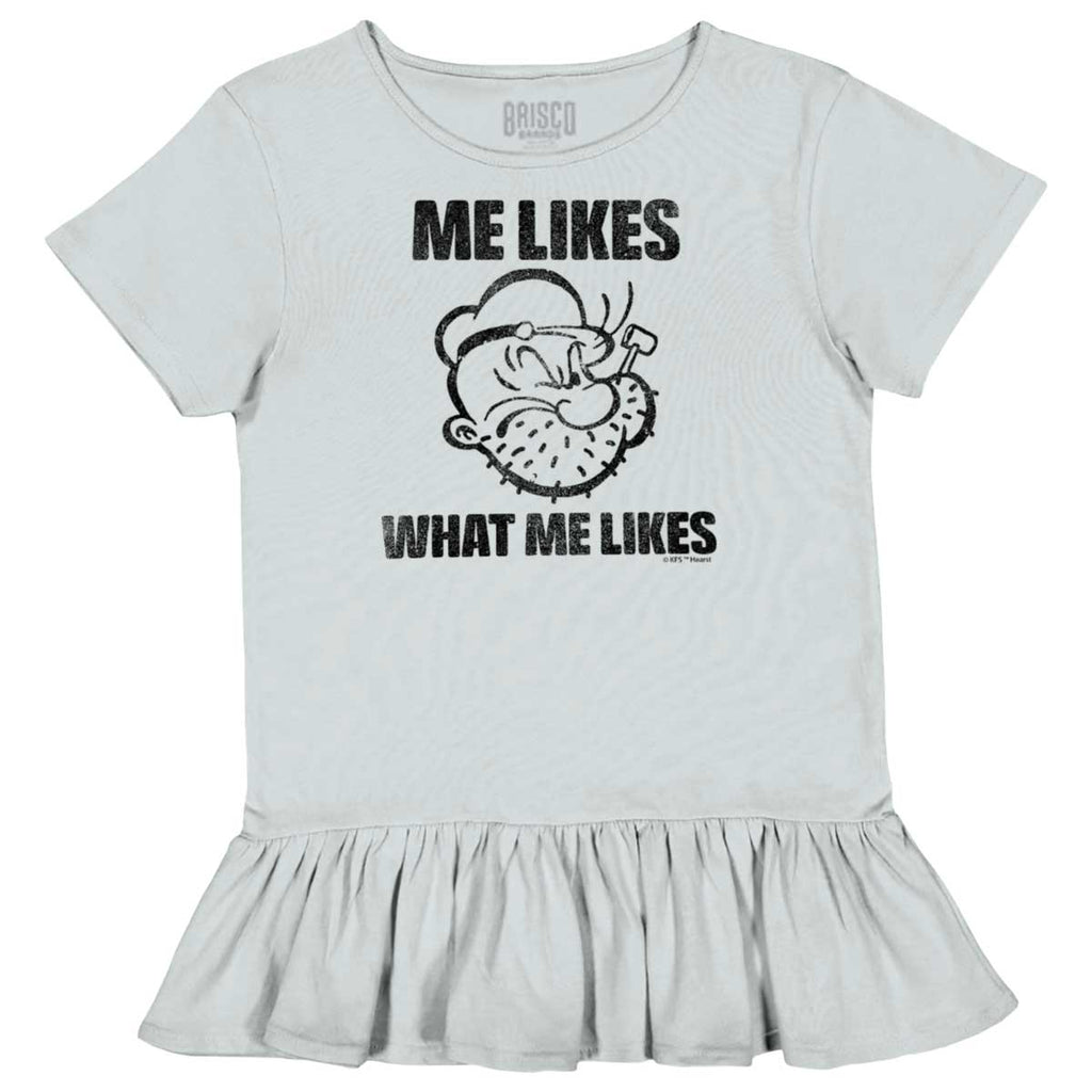 What Me Likes Toddler Ruffle Bottom Tee-Direct To Garment Print-Brisco Baby