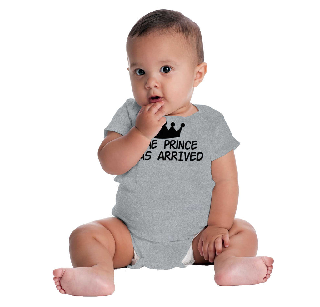 The Prince Has Arrived Romper Bodysuit-Direct To Garment Print-Brisco Baby