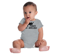 The Prince Has Arrived Romper Bodysuit-Direct To Garment Print-Brisco Baby