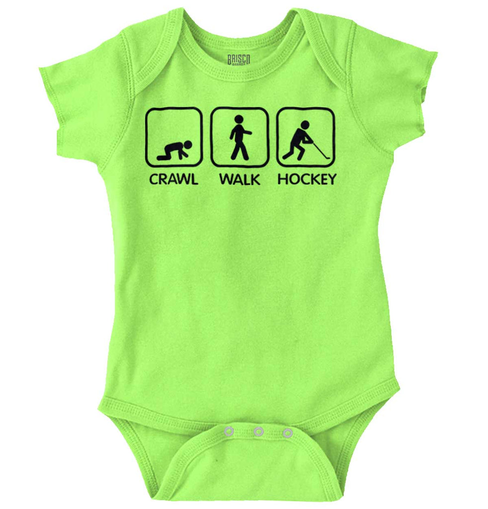Crawl Walk Hockey Romper Bodysuit-Direct To Garment Print-Brisco Baby