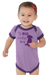 Brother is a Dog Baby Ruffled Trim Romper-Direct To Garment Print-Brisco Baby