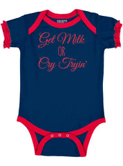 Get Milk Baby Ruffled Trim Romper-Direct To Garment Print-Brisco Baby