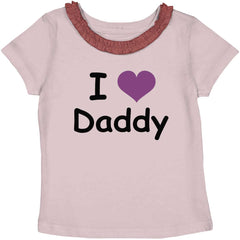 I Heart Daddy Toddler Ruffled Trim T-Shirt-Direct To Garment Print-Brisco Baby