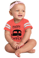 Happy Camper Football Romper Bodysuit-Direct To Garment Print-Brisco Baby