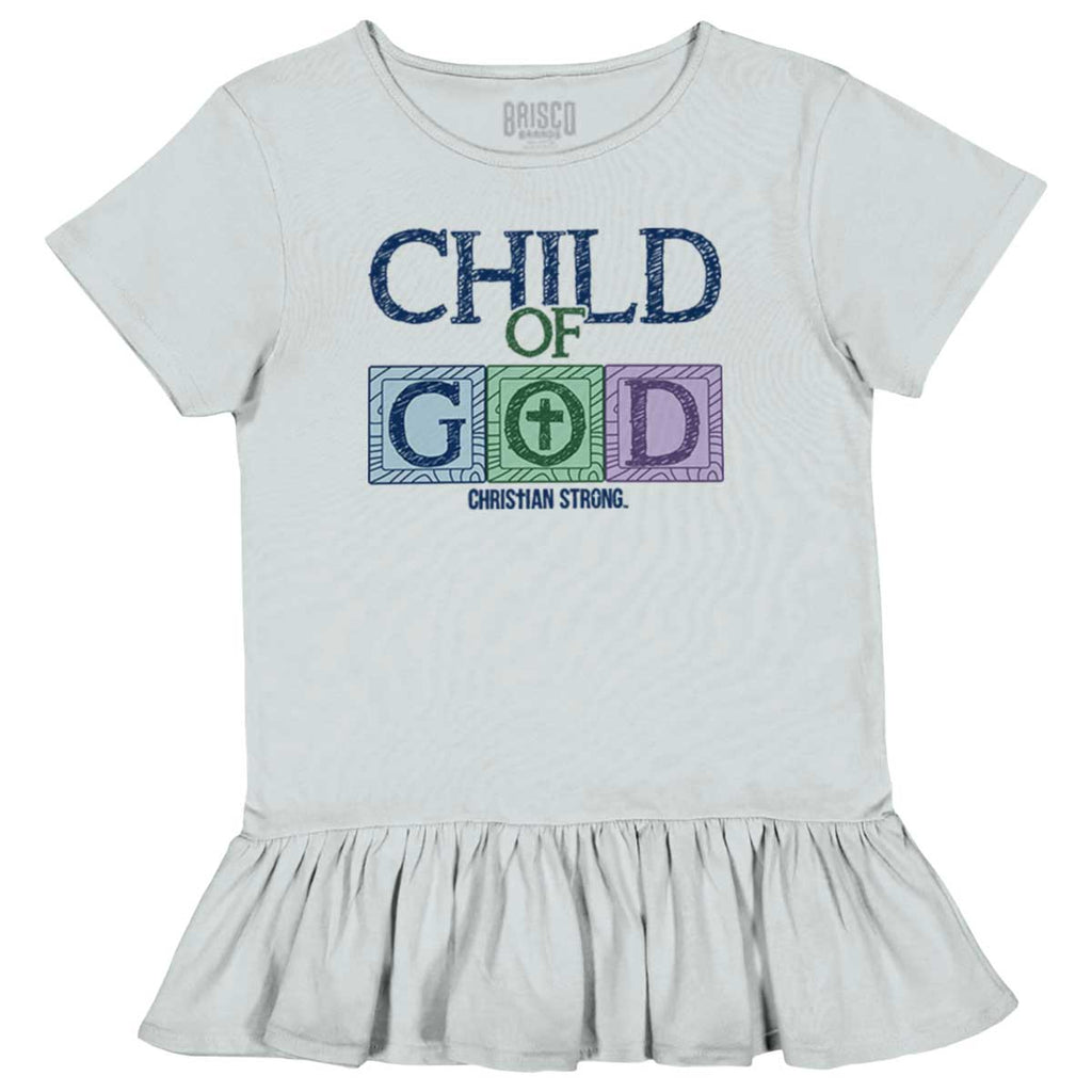 Child of God Toddler Ruffle Bottom Tee-Direct To Garment Print-Brisco Baby