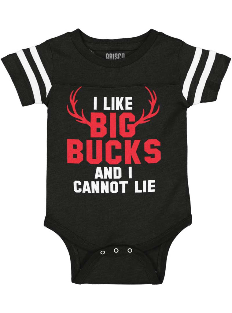 I Like Big Bucks Football Romper Bodysuit-Direct To Garment Print-Brisco Baby