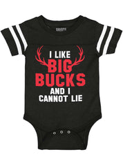 I Like Big Bucks Football Romper Bodysuit-Direct To Garment Print-Brisco Baby