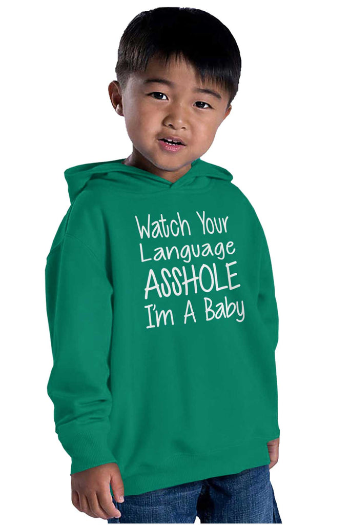Watch The Language Toddler Pullover Hoodie-Direct To Garment Print-Brisco Baby