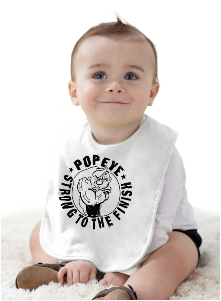 Popeye To The Finish Infant Baby Bib-Direct To Garment Print-Brisco Baby