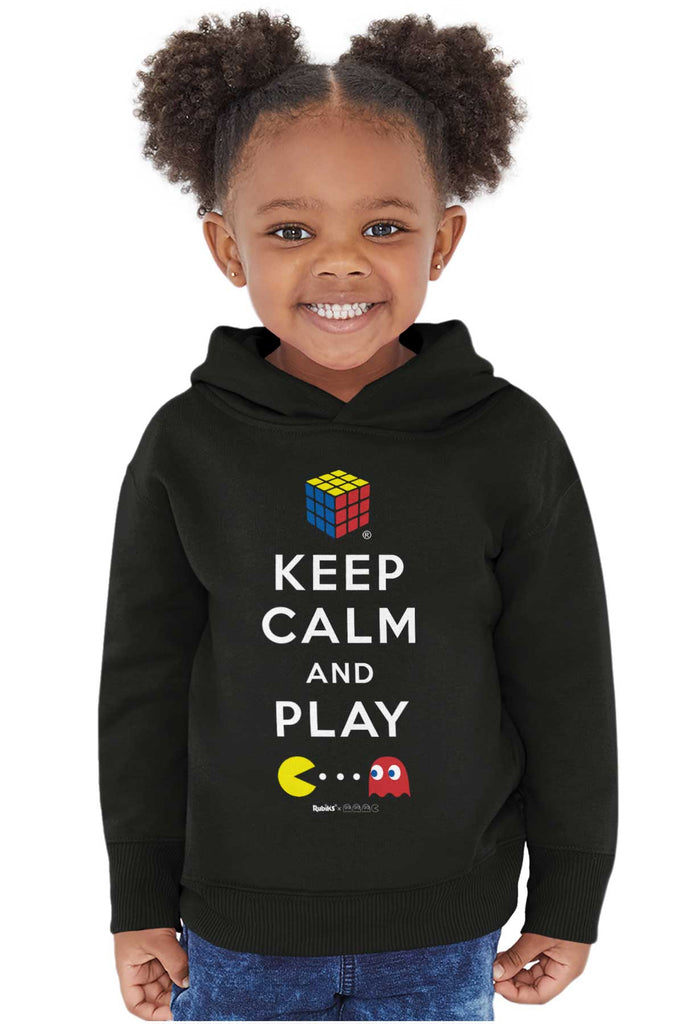 Keep Calm And Play Toddler Pullover Hoodie-Direct To Garment Print-Brisco Baby