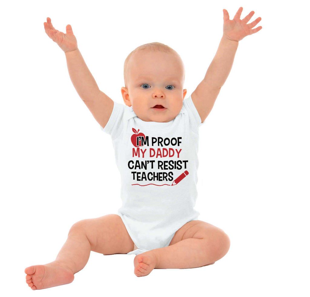 Cant Resist Teachers Romper Bodysuit-Direct To Garment Print-Brisco Baby