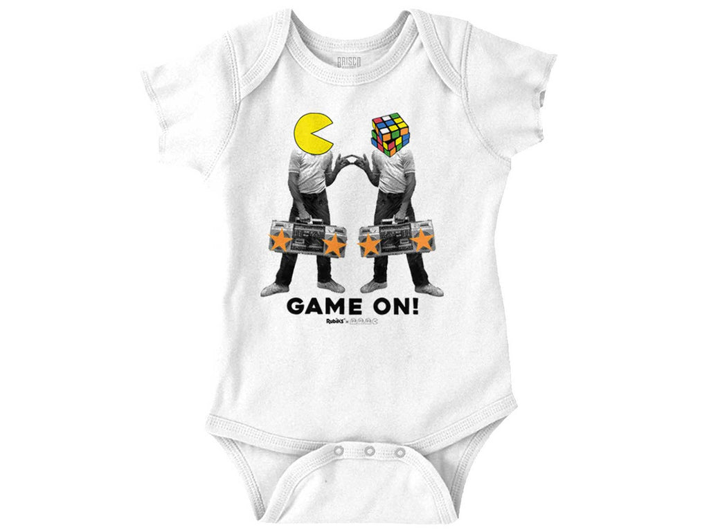 Pac-Man Rubiks Game On Romper Bodysuit-Direct To Garment Print-Brisco Baby