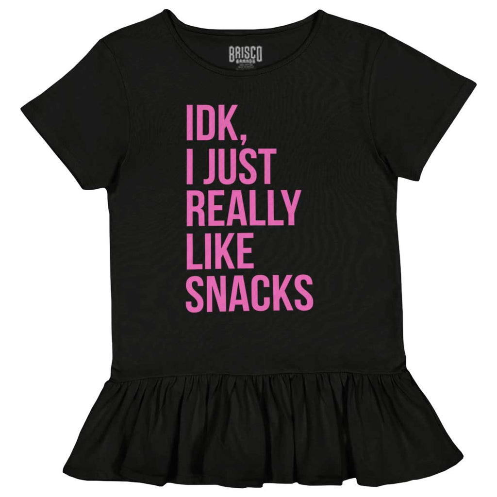 Really Like Snacks Toddler Ruffle Bottom Tee-Direct To Garment Print-Brisco Baby