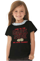 Come To The Dark Side Toddler Ruffled Trim T-Shirt-Direct To Garment Print-Brisco Baby