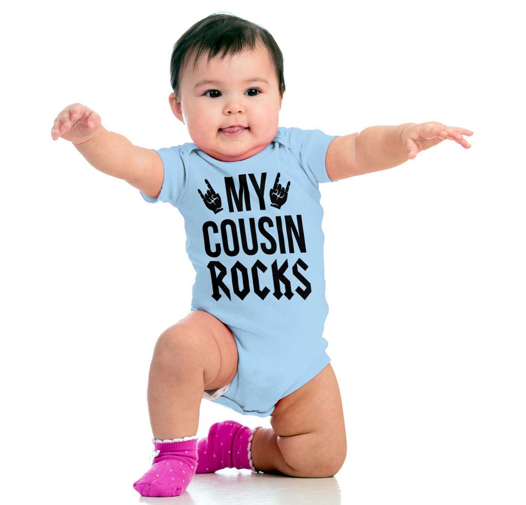 My Cousin Rocks Romper Bodysuit-Direct To Garment Print-Brisco Baby