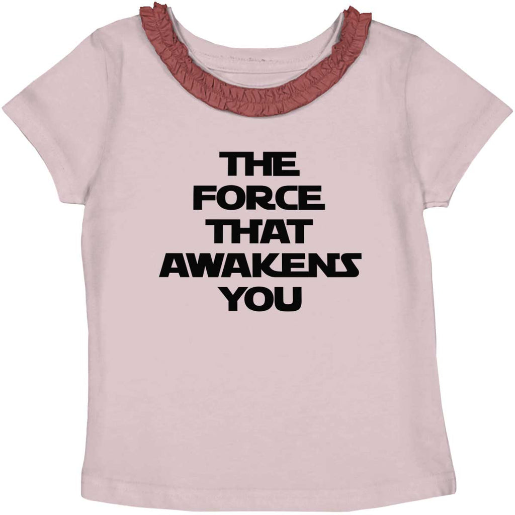 Force Awakens You Toddler Ruffled Trim T-Shirt-Direct To Garment Print-Brisco Baby