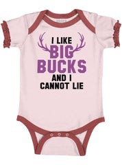 I Like Big Bucks Baby Ruffled Trim Romper-Direct To Garment Print-Brisco Baby