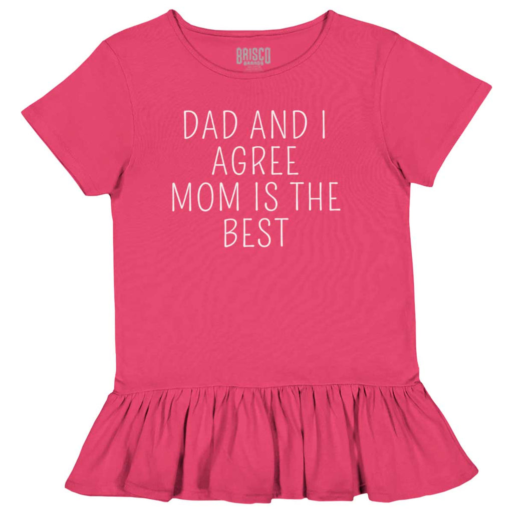 Mom Is Best Toddler Ruffle Bottom Tee-Direct To Garment Print-Brisco Baby