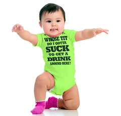 Get A Drink Romper Bodysuit-Direct To Garment Print-Brisco Baby