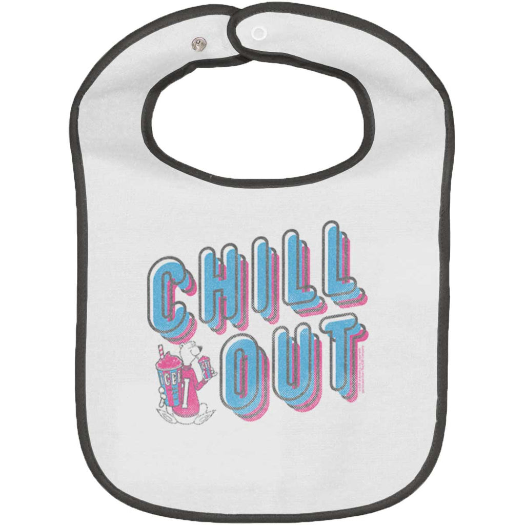 Retro Chill Trimmed White Snap Bib-Direct To Garment Print-Brisco Baby