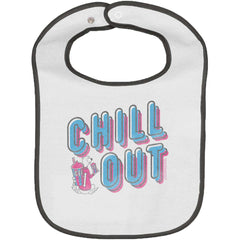 Retro Chill Trimmed White Snap Bib-Direct To Garment Print-Brisco Baby