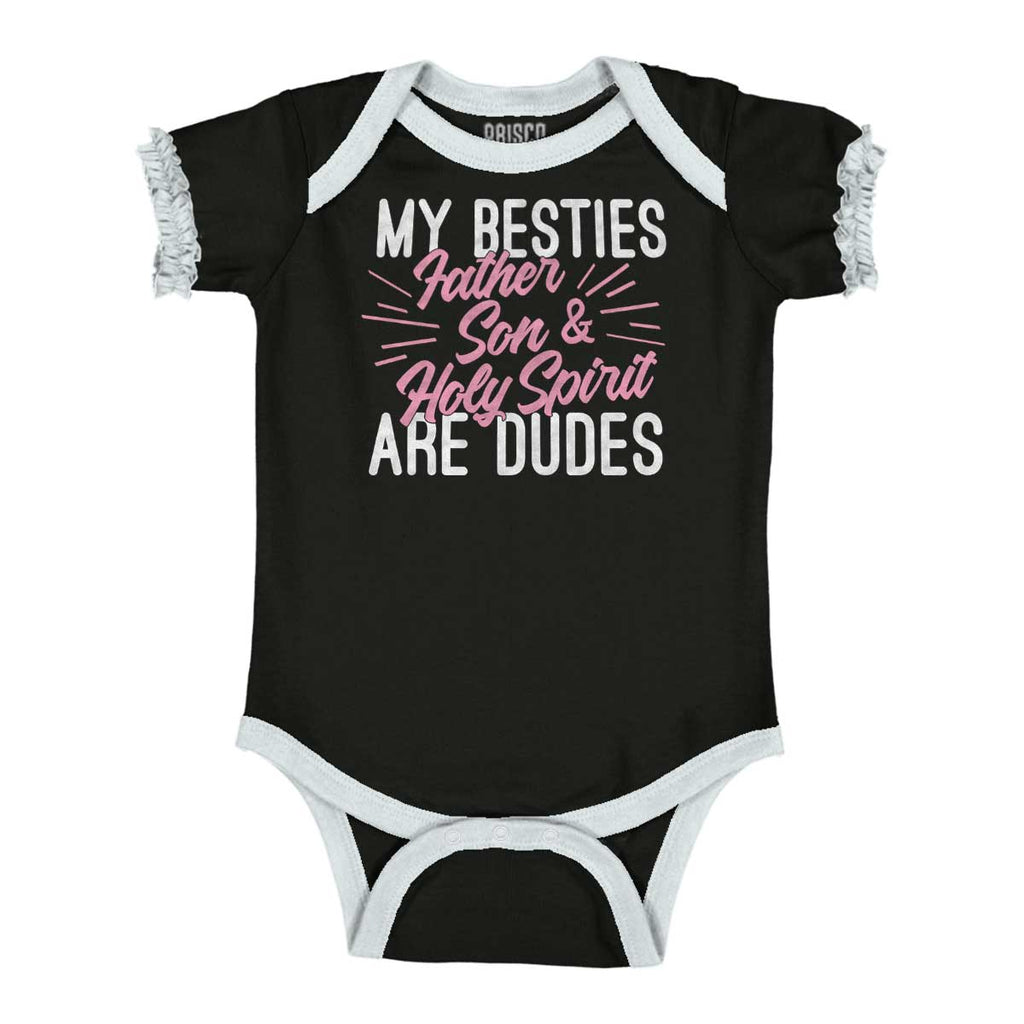 Father Son Spirit Baby Ruffled Trim Romper-Direct To Garment Print-Brisco Baby