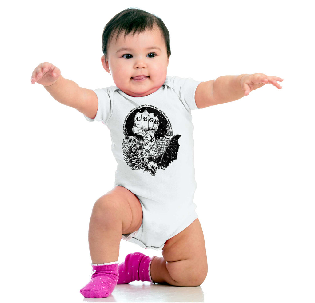 Bat CBGB Romper Bodysuit-Direct To Garment Print-Brisco Baby