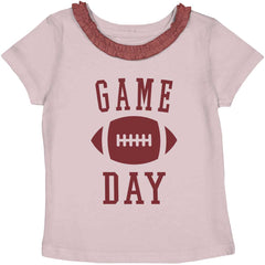 Game Day Toddler Ruffled Trim T-Shirt-Direct To Garment Print-Brisco Baby