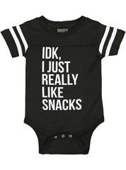 Really Like Snacks Football Romper Bodysuit-Direct To Garment Print-Brisco Baby